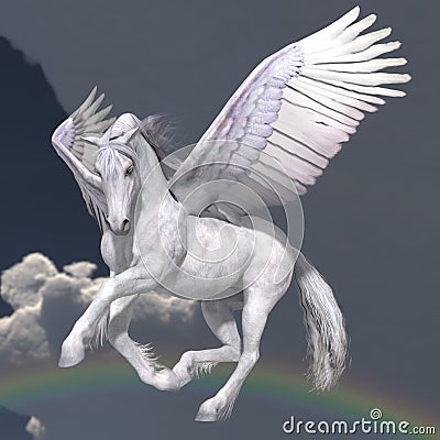 Pegasus very white, 3D Illustration Stock Photo