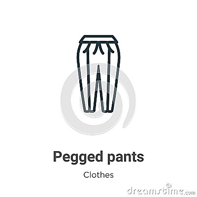 Pegged pants outline vector icon. Thin line black pegged pants icon, flat vector simple element illustration from editable clothes Vector Illustration