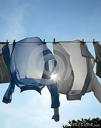 Pegged Shirts Drying Stock Photo - Image: 786710