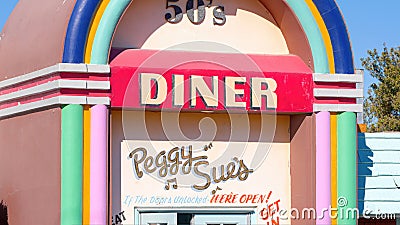 Peggy Sue American retro diner restaurant - LAS VEGAS, UNITED STATES - OCTOBER 31. 2023 Editorial Stock Photo