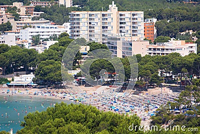 View of Peguera and Cala Fornells from the side of Santa Ponsa Editorial Stock Photo