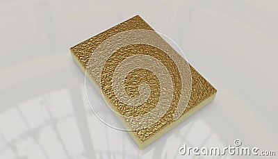 Peice of gold on shiny surface golden book 3d Stock Photo