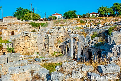 Peirene fountain at Ancient Corinth archaeological site in Greec Editorial Stock Photo