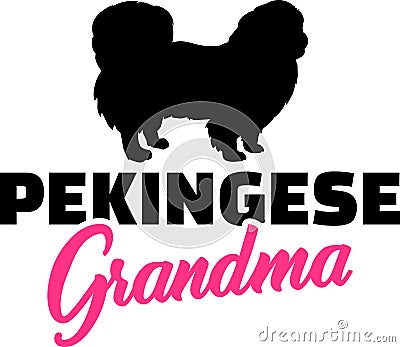 Pekingese Grandma with silhouette Vector Illustration