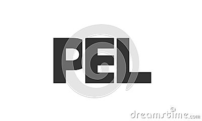 PEL logo design template with strong and modern bold text. Initial based vector logotype featuring simple and minimal typography. Vector Illustration