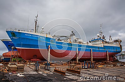 Pelagic fishing vessel in dock in Reykjavik. Editorial Stock Photo