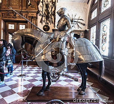 Interior of Peles Castle Museum in Romania Editorial Stock Photo