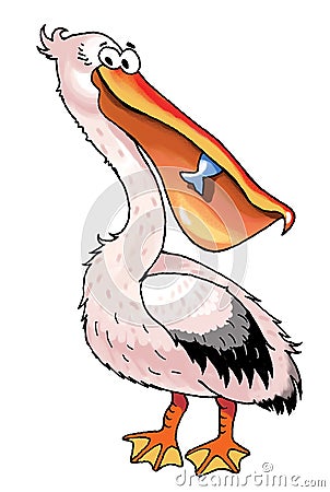 Pelican bird cartoon funny picture plumage Stock Photo