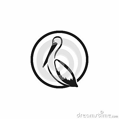 Pelican logo line art design graphic Vector Illustration