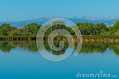 Pelican Lake in St. Vrain State Park near the Rocky Mountains Stock Photo