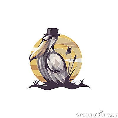 Pelican logo design vector illustrations Cartoon Illustration