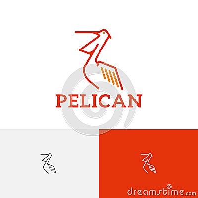 Pelican Open Beak Exotic Bird Monoline Logo Template Vector Illustration