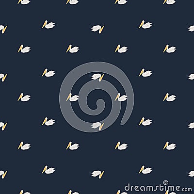 Pelican sitting seamless pattern. Background of sea birds Vector Illustration