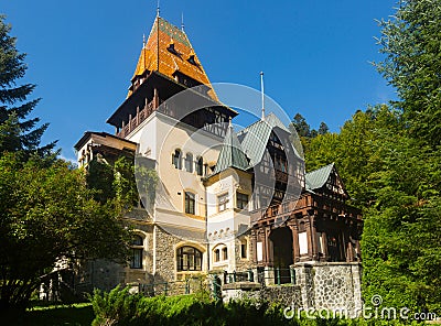 Pelisor Castle in Carpathian Mountains Stock Photo