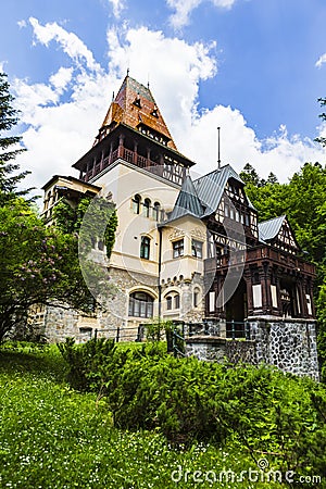 The Pelisor castle from the Peles castle complex Stock Photo