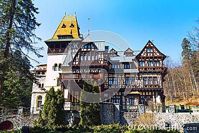 Pelisor castle in Romania Stock Photo