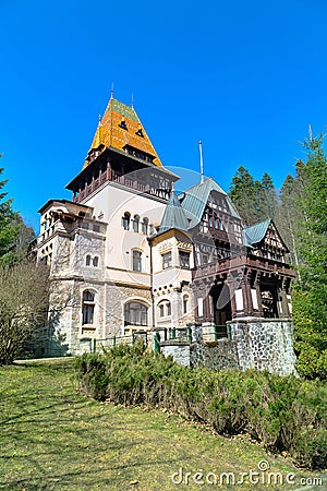 Pelisor castle in Romania Stock Photo
