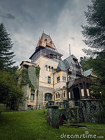 Pelisor castle royal summer residence in Sinaia, Romania. A part of the famous Peles complex in the Carpathian mountains, Prahova Stock Photo