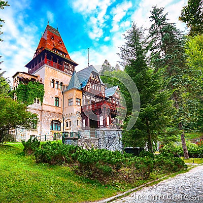 Pelisor castle summer residence in Sinaia Stock Photo