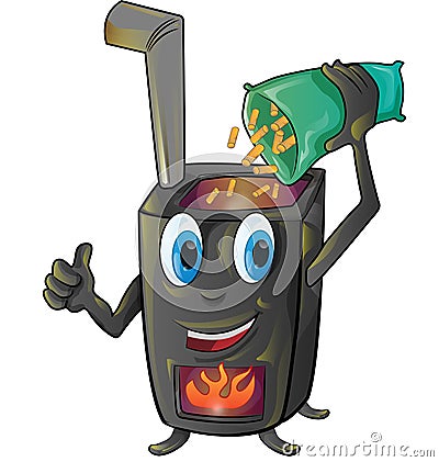 Pellet stove cartoon Vector Illustration