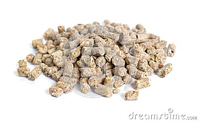 A pelleted ration designed for chicken. Isolated on white background Stock Photo