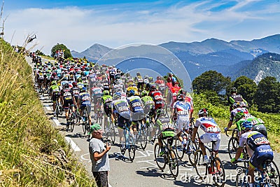 The Peloton on Col d'Aspin - Tour de France 2015 Editorial Stock Photo