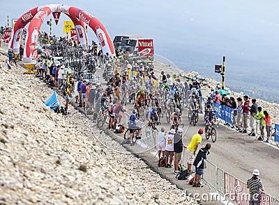 The Peloton on Mont Ventoux Editorial Stock Photo