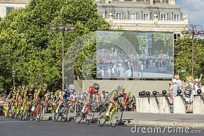 The Peloton in Paris - Tour de France 2016 Editorial Stock Photo