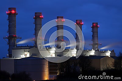 Pembroke Power Station at Dusk Stock Photo