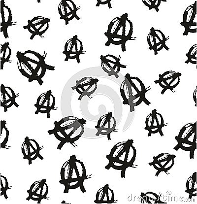 Pen Anarchy Symbol Seamless Pattern & Background Freehand Set 02 Vector Illustration