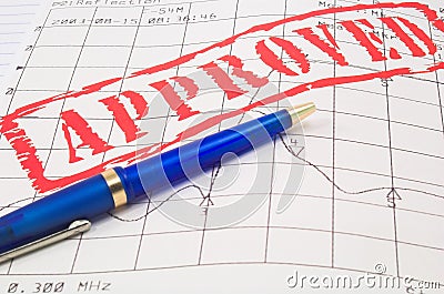 Pen in approved doc Stock Photo