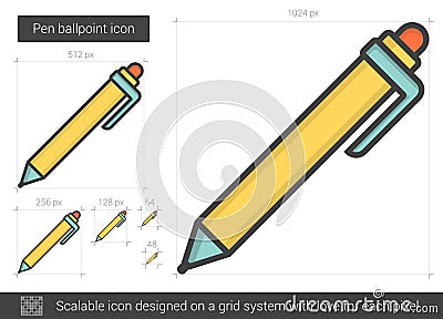 Pen ballpoint line icon. Vector Illustration