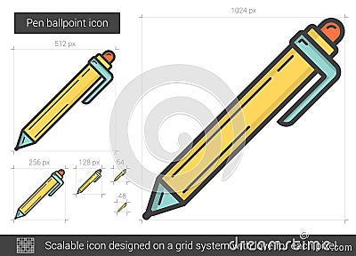 Pen ballpoint line icon. Vector Illustration
