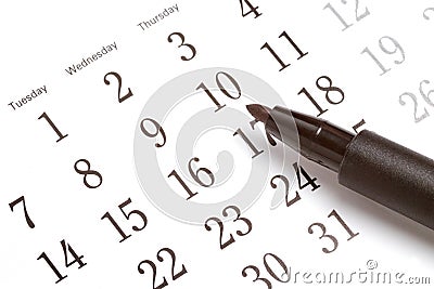 Pen on calendar Stock Photo