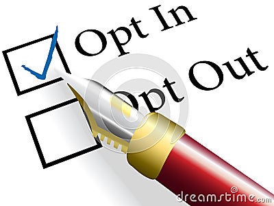 Pen check choose Opt In choice option Vector Illustration