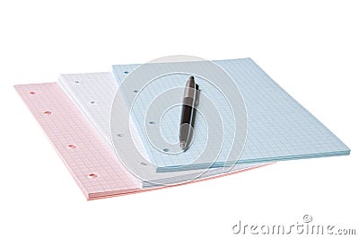 Pen on copybook sheet paper Stock Photo