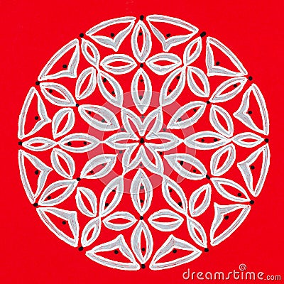 Hand drawn mandala of petal shapes. Stock Photo