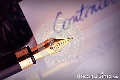 Pen with golden nib Stock Photo