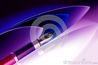 Pen with golden nib Stock Photo