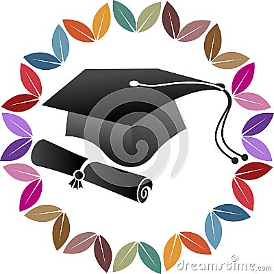 Pen graduation cap logo Vector Illustration