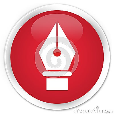 Pen icon premium red round button Cartoon Illustration