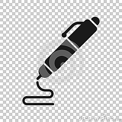 Pen icon in transparent style. Ballpoint vector illustration on isolated background. Office stationery business concept Vector Illustration