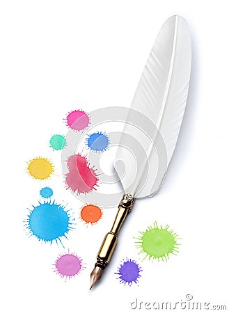 Pen Ink Drops Creativity Design Stock Photo