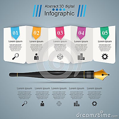 Pen, ink, education icon. Business infographic. Vector Illustration