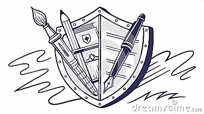 Pen ink shield notebook, writing tool security and documented ink defense. Vector Design, Generative AI Vector Illustration