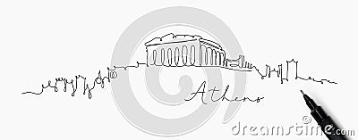 Pen line silhouette athens Vector Illustration