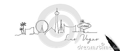 Pen line silhouette las vegas Vector Illustration