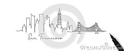 Pen line silhouette san francisco Vector Illustration