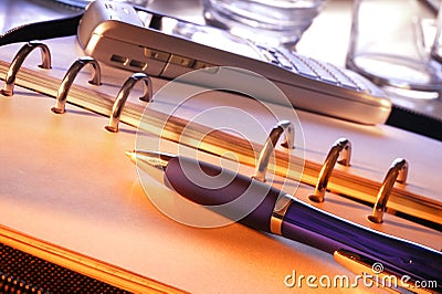 Pen Lying On An Open Personal Organiser Ready To Take Notes. Stock Photo