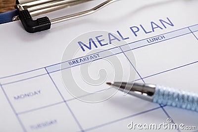 Pen With Meal Plan Form Stock Photo